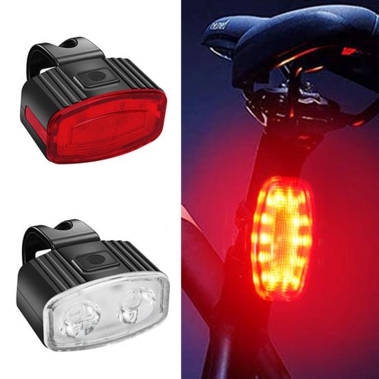 1/2Pcs Bicycle Headlight Tail Light Waterproof USB Rechargeable Universal MTB Road Mountain Bike Cycling Front Light Night Riding Warning Rear Lamp