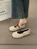 French flat-bottomed fairy wind lamb wool round head pearl word with fluffy shoes women wear autumn and winter new cotton ladyshoes