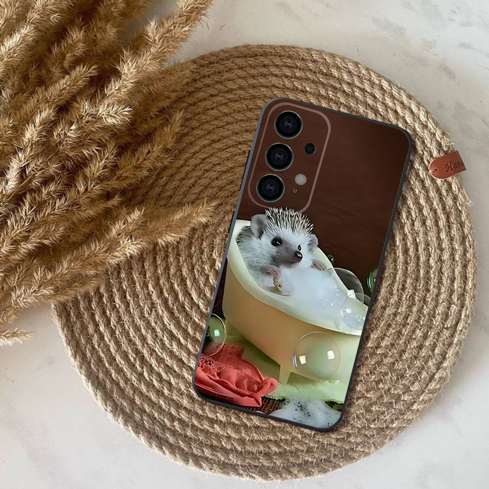 Phone Case For Samsung S25,S24,S21,S22,S23,S30,Ultra,S20,Plus,Fe,Lite,Note,10,9,Cute Animal Hedgehog 5G Black Cover