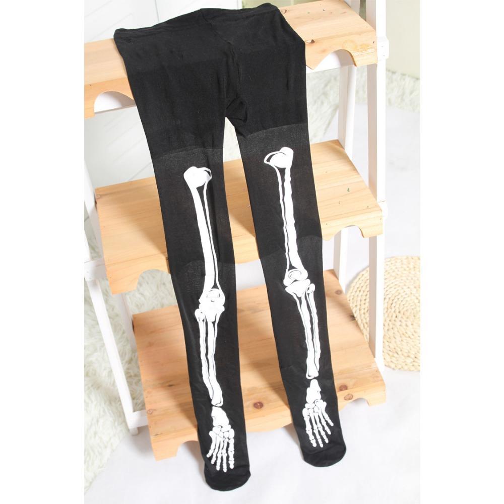 Foreign Trade Halloween Black Bones Stockings Skull Pantyhose Women's Black Stockings