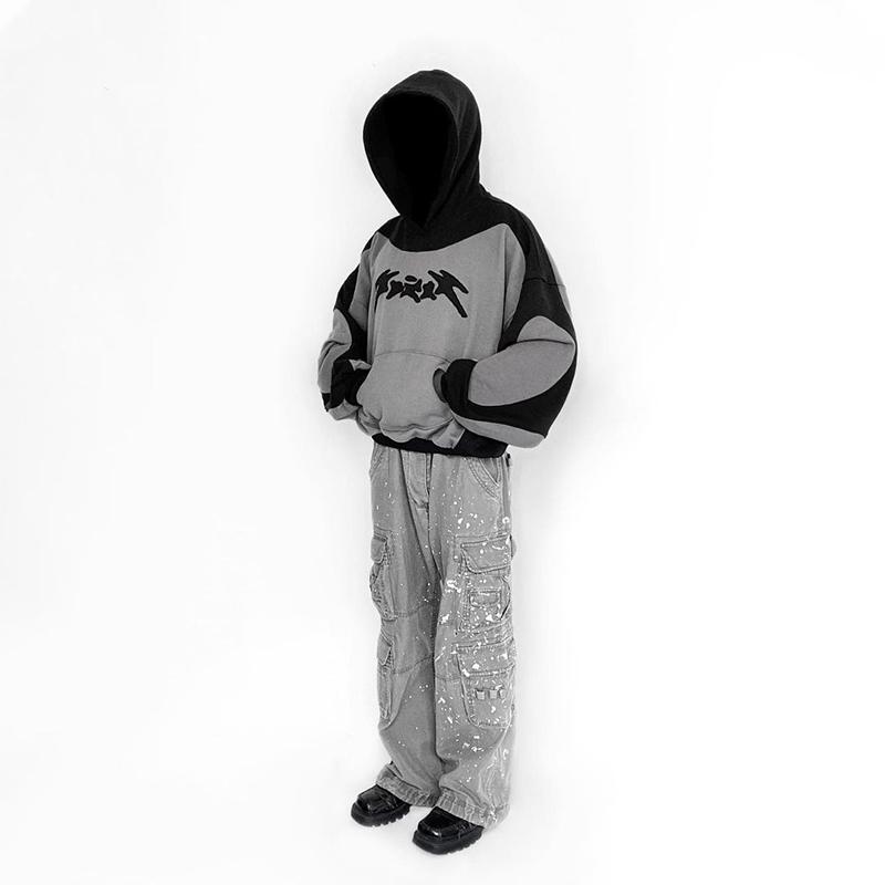 BeatStreet Zimná Móda Streetwear Dámska Farba - Bloková Vyšívaná Mikina Trendy Nadrozmerná Ležérna Mikina s Dlhým Rukávom