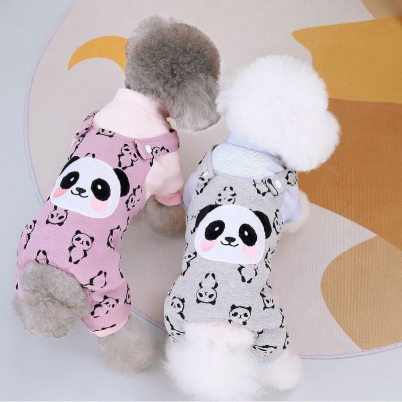 Warm 4-Leg Dog Jumpsuit With Panda Harness Design Small To Medium Breeds Winter Pet Clothing