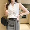 Blouses for Sleeveless Cut and Tank Summer Loose Office Cool To the Cool [SeiunAn] Women, Shirts, Tops, Summer, Chiffon, V-neck, Sewn, Neat, Top,