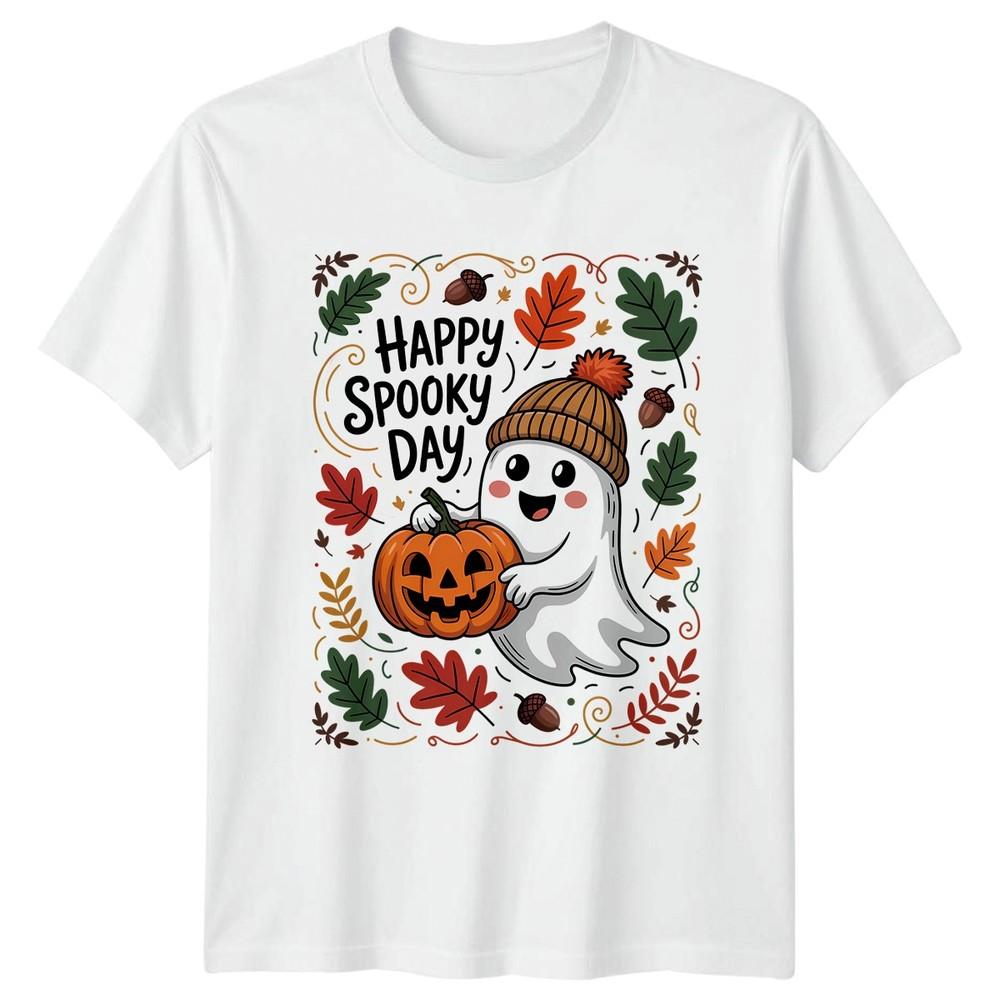 Happy Spooky Day Halloween Ghost Pumpkin Unisexs Unisexs Graphic Tee S