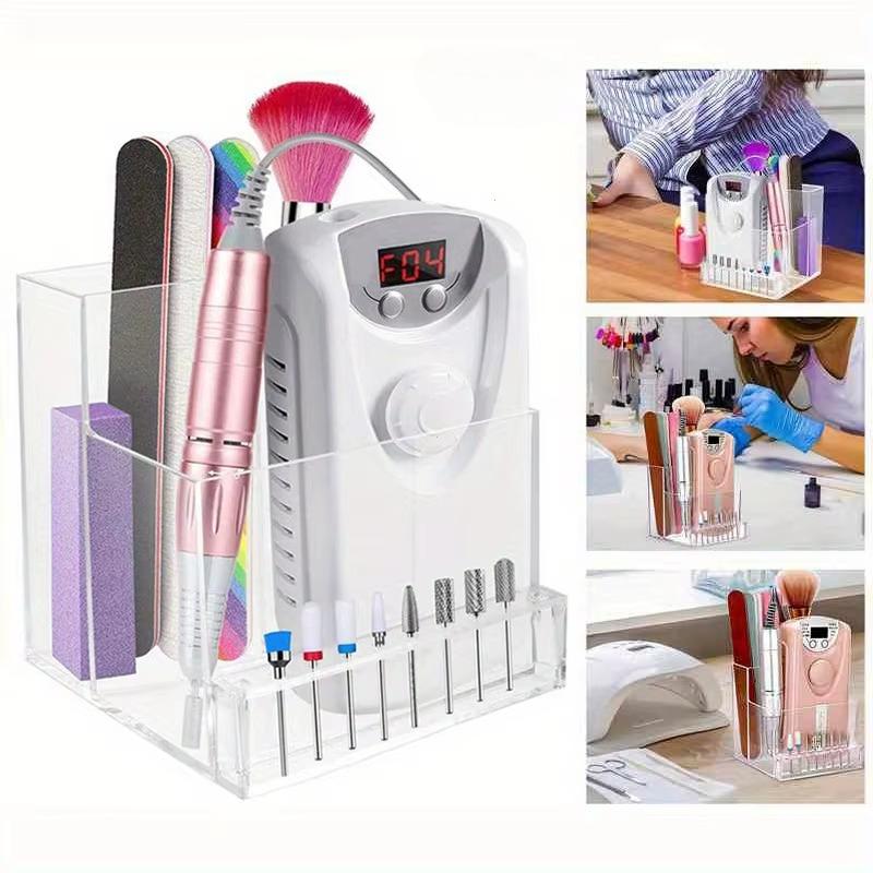 1PC Nail Drill Bits Holder Display Clear Display Box Transparent Makeup Organizer Nail Manicure Tools Acrylic Display