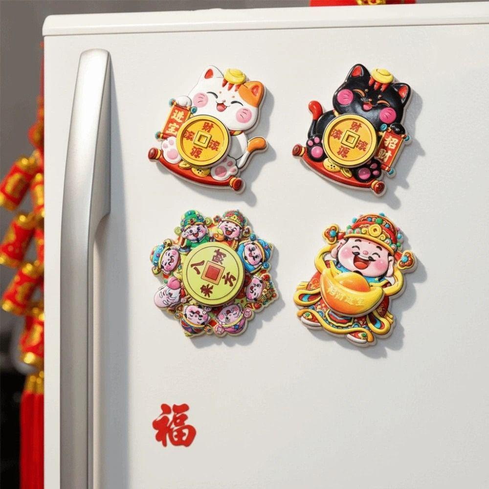 Rotatable 3D Refrigerator Magnets Cartoon Refrigerator Decorative Magnet  New Year Decoration
