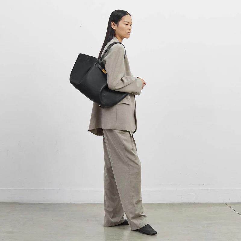 Demellier wing bag leather shoulder portable tote bag premium sense women's bag large capacity commuter dumpling bag