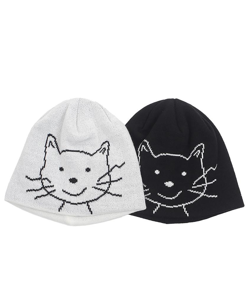 Eolaiteuaenggeul Cat Face Beanie (White)