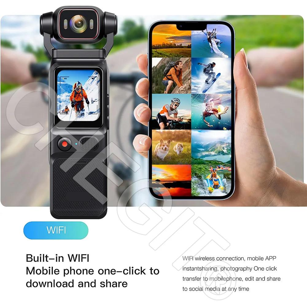 NEW 4K Touch Screen Portable MINI Vlog Camera Pocket Sports Camera with Gimbal Handheld Stabilizer Body Camera Video Recording