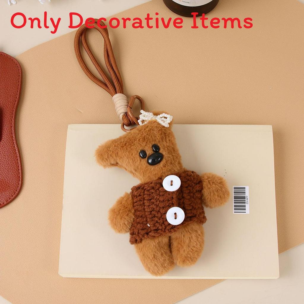 Miu Plush Dog Keychain With Bowknot Hanging Decor For Bag Accessories