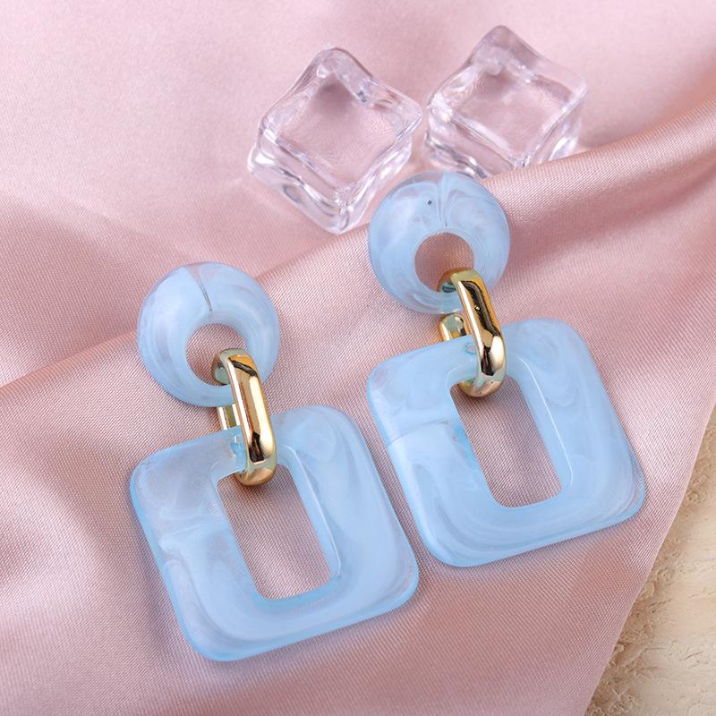 Textured Geometric Square Acrylic Stud Earrings Vintage Earrings Ear Accessories