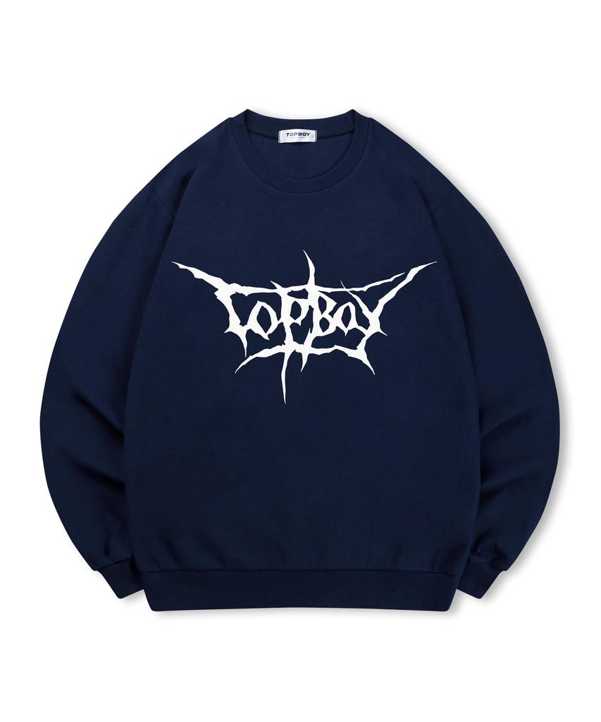 TOPBOY [Non-Fleece Or Fleece] Crack Logo Print Sweatshirt (Type C)