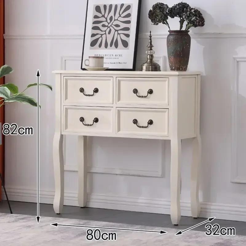 W2557 Retro Solid Wood Console Table for Entrance American Decorative Double Drawer Tables Light Luxury Living Room Table for Ho