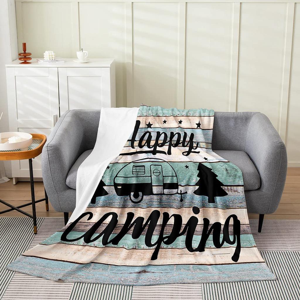 Camping Series Green Tree Printed Blanket Men'S And Women'S Four Seasons Available Soft Blanket Flannel Blanket