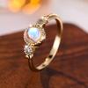 Simple Personality Gold Color Moonstone Rings for Women Vintage Engagement Party Gift Jewelry