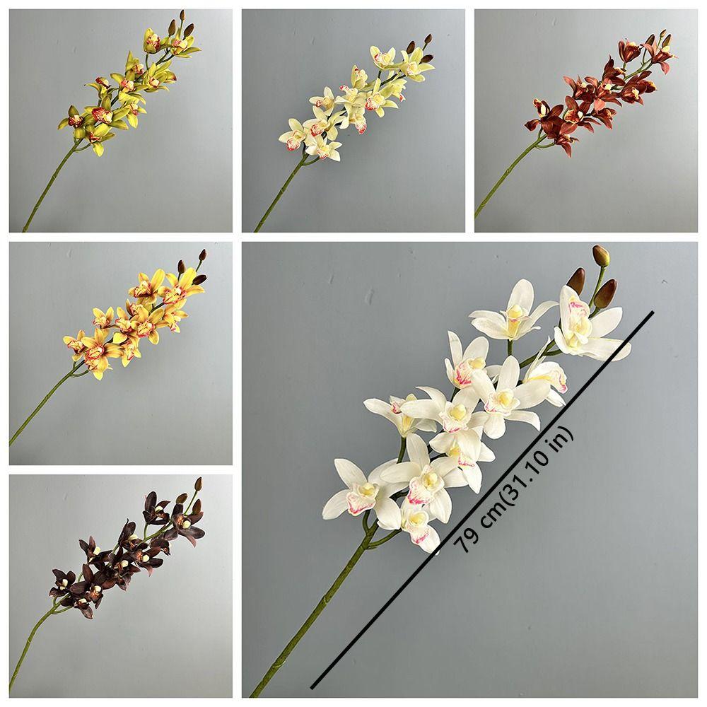 Real Touch Simulation Cymbidiums Handmade Fake Flowers  Home Decoration