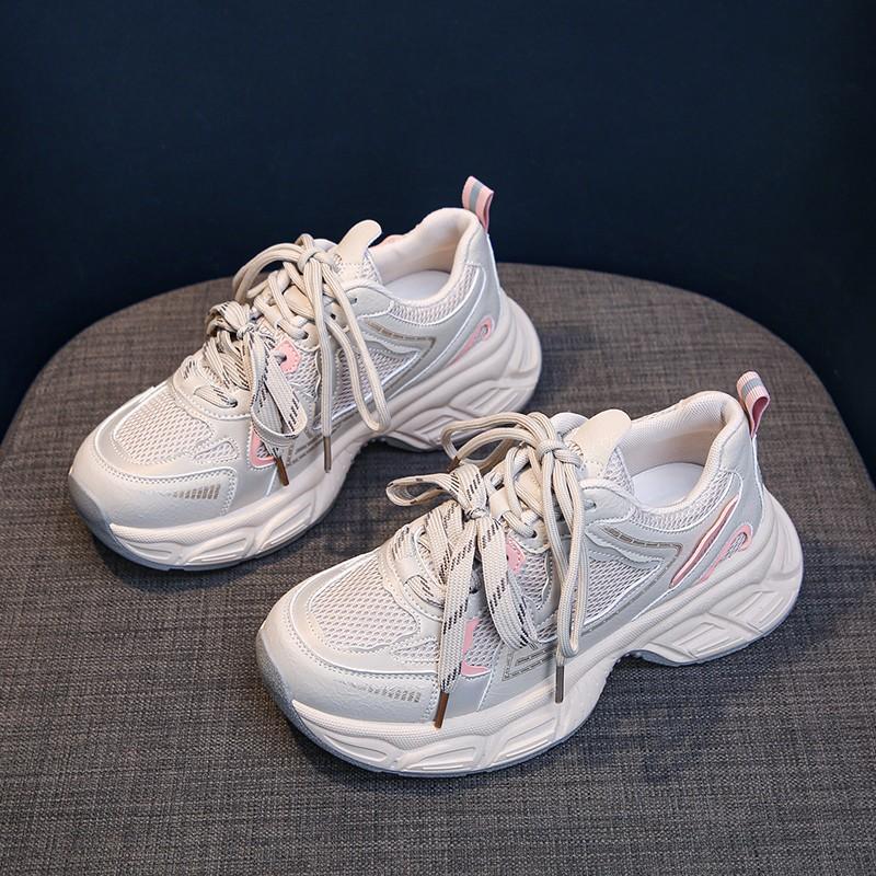 Fashion Casual Sneakers for Women Thick Sole Breathable Mesh Tennis Ladies Running Shoes Fashion Wedge Sneakers Sports Trainers