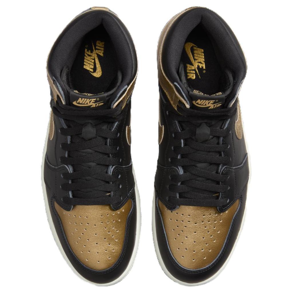 Air Jordan 1 Retro High OG Black Gold Unisex Sneakers Metallic-Gold Sail DZ5485-071