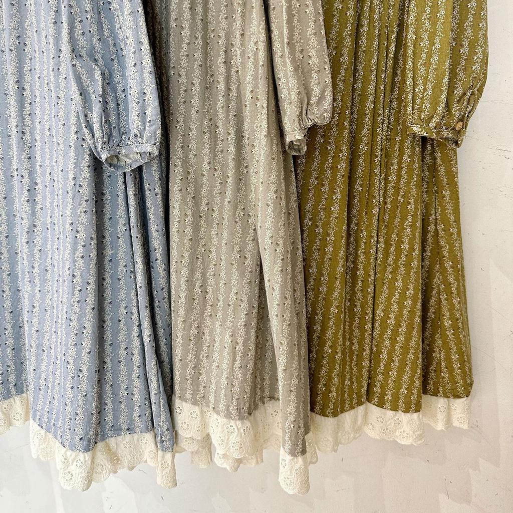 Spring Floral Forest Style Plus Size Lace Patchwork Linen Midi Dress