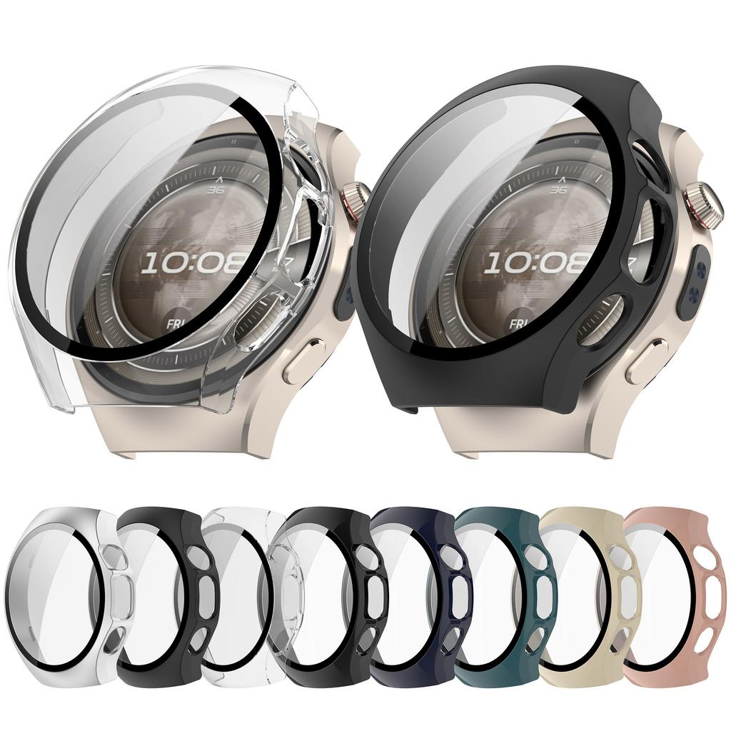 For Huawei Watch 5 42mm Watch Case PC Frame Cover with Tempered Glass Screen Film