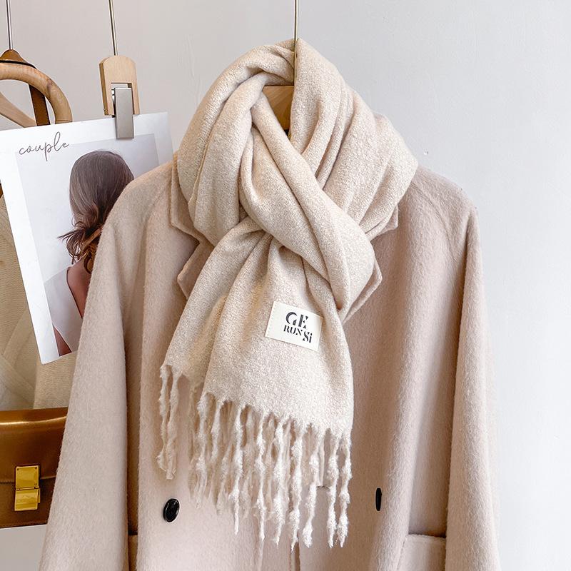 New solid color casual scarf simple fashion scarf men's and women's thickened versatile shawl