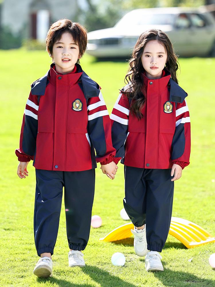 First Grade Children's Windbreaker Uniform Set - Spring & Autumn, 3-Piece, Windproof for Primary & Kindergarten Schools