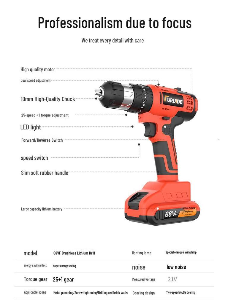 Multifunction Electric Handheld Drill & Screwdriver Set - Impact, Woodworking, Pistol Drills with Toolbox