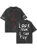 T-shirt Streetwear Graffiti Nera Lavata Vintage