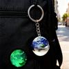 1PC Round Luminous Pendant with Ring Graduation Gift Planetary Earth Keychain Car Glow-in-the-Dark Durable Dual-Sided Cute