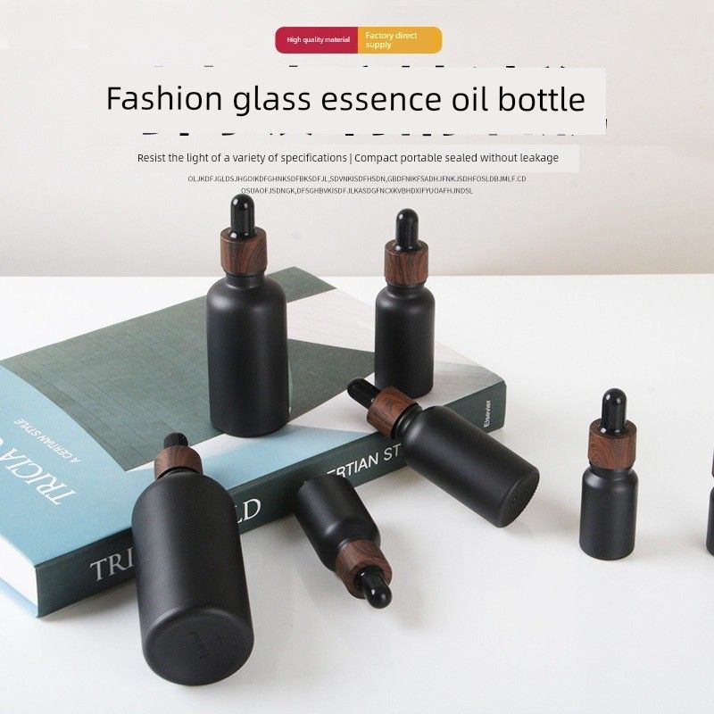 Black Essential Oil Bottle Drop Applicator Bottle Dark Wood Grain Circle Storage Bottle Essence Bottle Sample Bottle Travel Subpackaging Empty Bottles