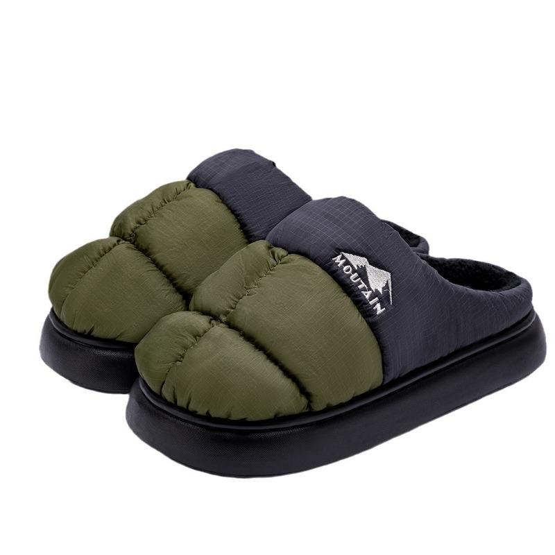 Men's cotton slippers men's autumn and winter home indoor thick bottom waterproof and non-slip plush winter warm slippers women