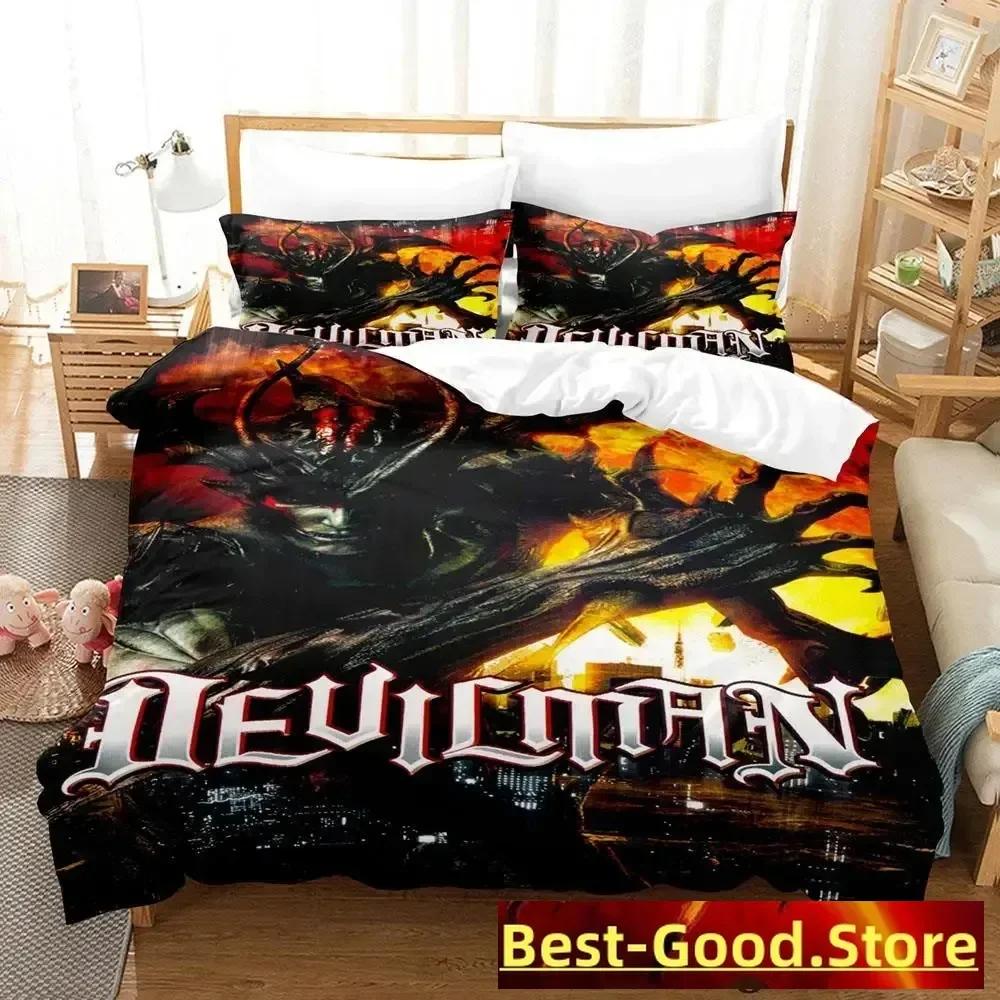 Devilman Anime Parure De Lit Bed Printed Bed Set Duvet Cover Pillowcase Bedding Set Linen Sheet Quilt Cover Full Queen King Size