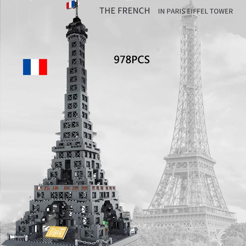 World Famous Cultural Architecture Creative Building Block Eiffel Tower Paris France Model Brick Educational Toys Collection