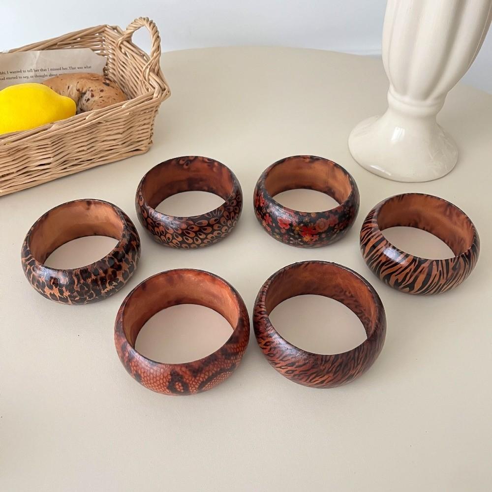 Runt Leopardsmönstrat Armband Mode Ormmönstrat Handring Tigermönster Träarmband Unisex