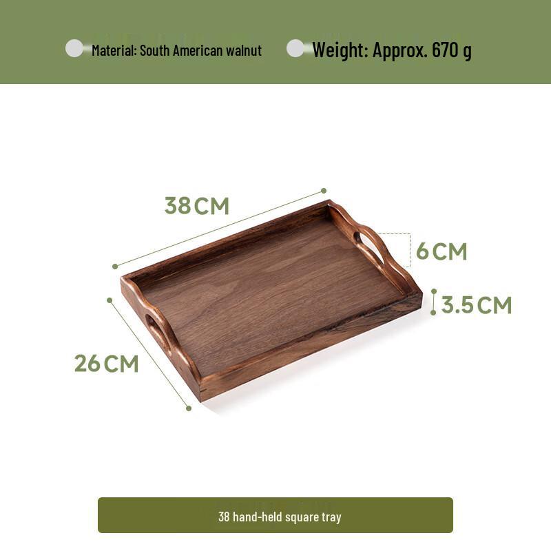Винтажный прямоугольный сервировочный поднос из орехового дерева с ручкой