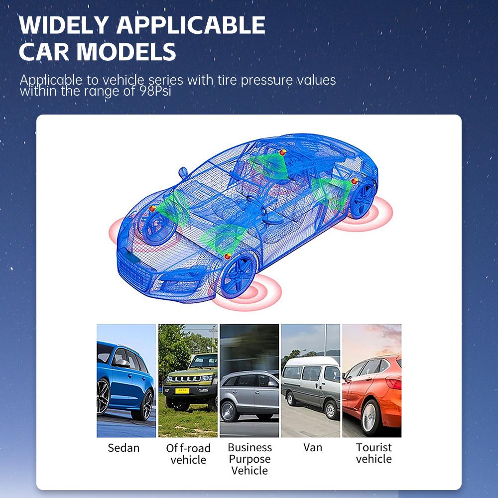 0-6.8Bar Digital LCD Display T21 Automobile Accessories Tyre Temperature Monitor USB / Solar TPMS