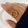 Fashion Vintage Unique Circle Motif Ring Melted Texture Detail For Women Gold Color Texture Temperament Jewelry Gift Wholesale