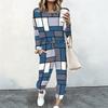 Ladies Long Sleeve Crew Neck Pullover And Elastic Waist Straight Leg Trousers Two Piece Relax Home Wear