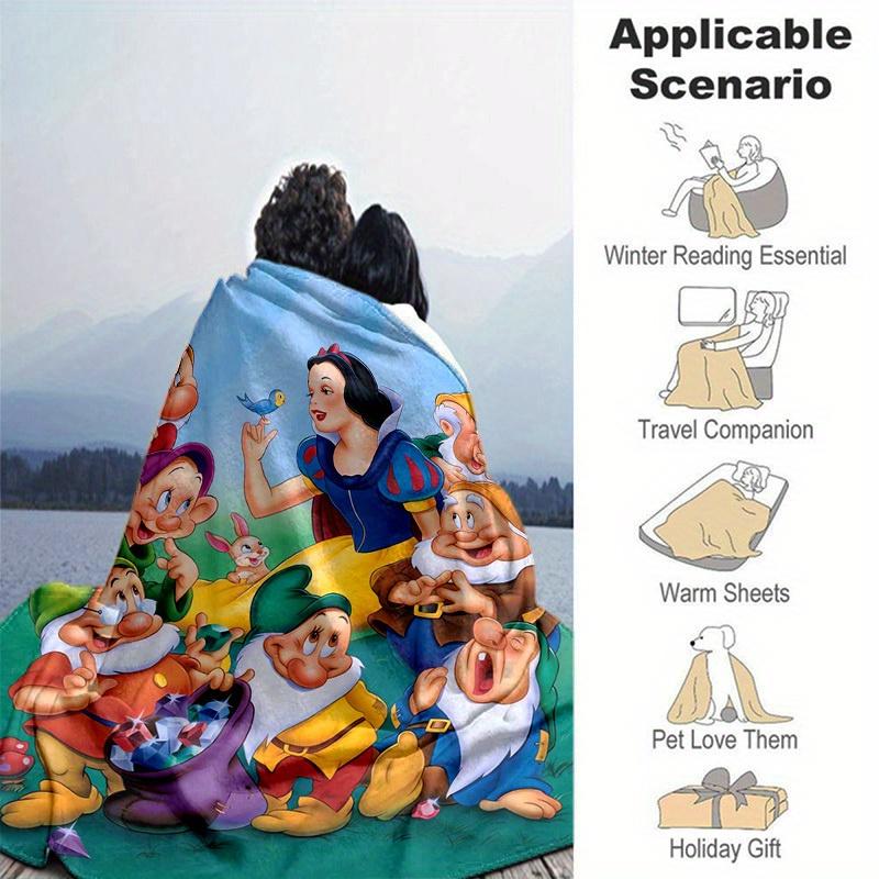 1pc, Snow White and the Seven Dwarfs Home Décor, Flannel Blankets, Perfect for Bedroom, Living Room, Travel, Camping, Car, Beach, Office Naps. Ideal G