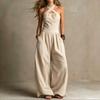 2026 Summer New Neck Cross Jumpsuit, European and American Style Waist Back Wide-leg Pants, Cross-border Women's Clothing