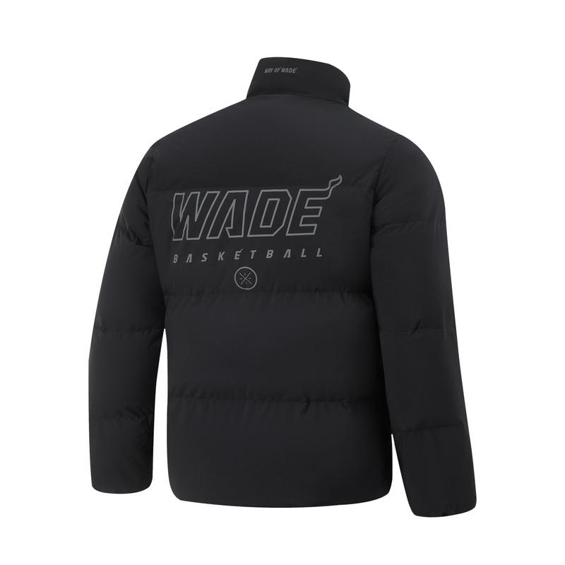 Li-Ning Wade Series Letter Zipper Stand Collar Comfortable Breathable Versatile Casual Down Jacket Men Jacket Black AYMU557-1