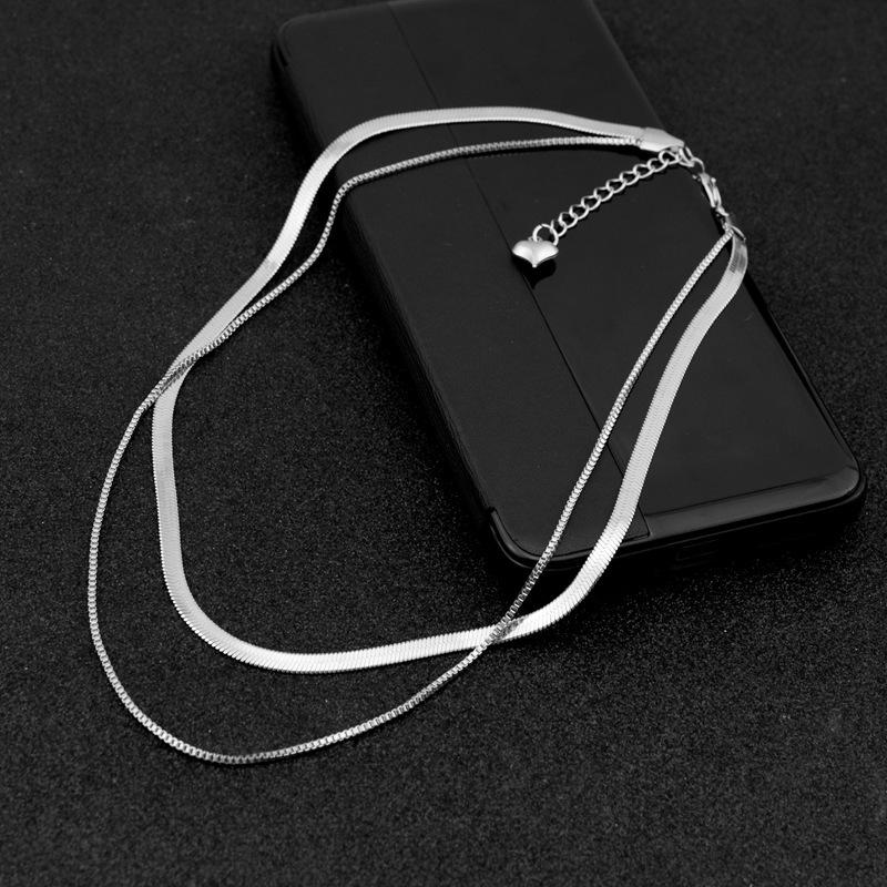 Blade box chain splicing double-layer necklace male and female love neutral neck chain collarbone chain batch