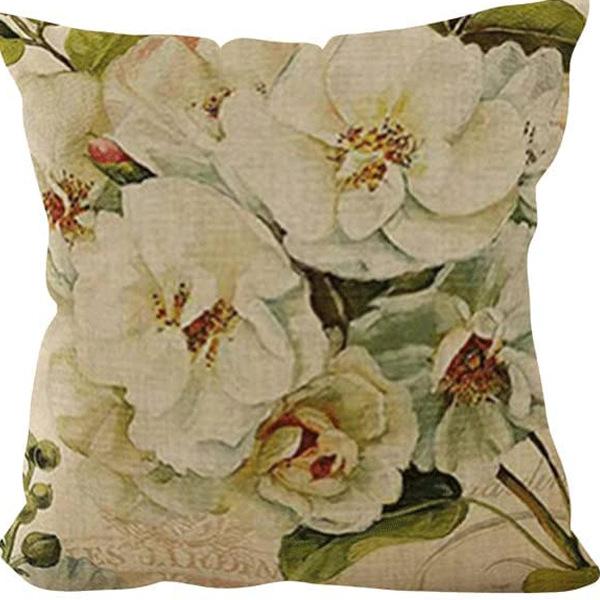 Retro American Plant Floral Print Linen Pillow Case Living Room Sofa Car Pillow Cushion