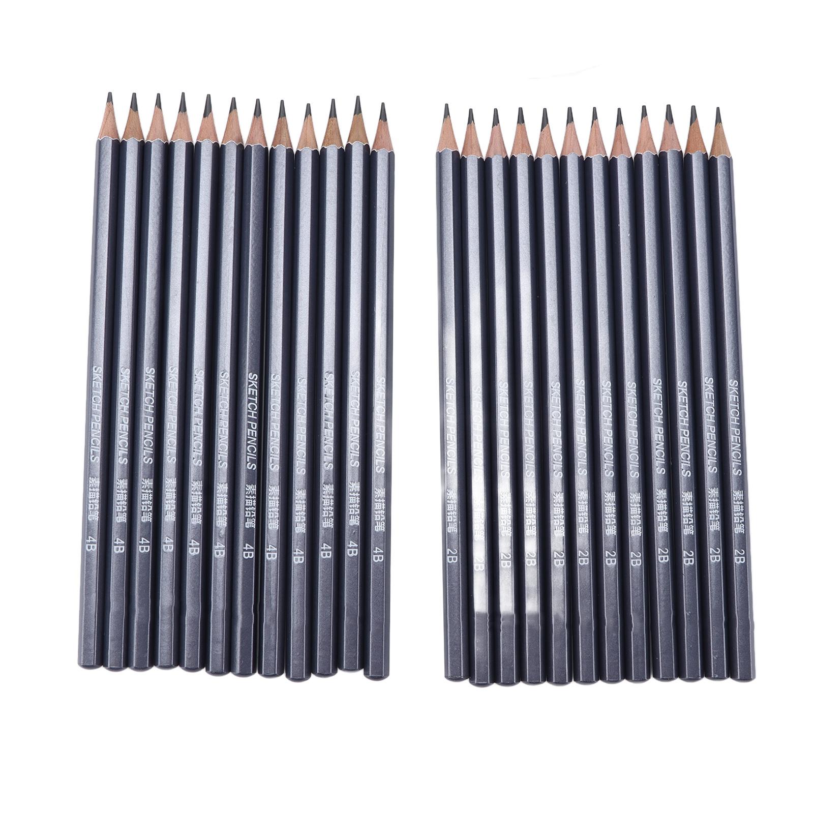 

24pcs Drawing Pencils 2B 4B Fluent Black Graphite Pencils for Students Professional Drawing Sketching Still Life