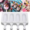 Popsicle Molds Set of 2 Ice Pop Molds Silicone 4 Cavities Ice Cream Oval Cake Pop Mold with 50 Wooden Sticks for DIY Popsicle