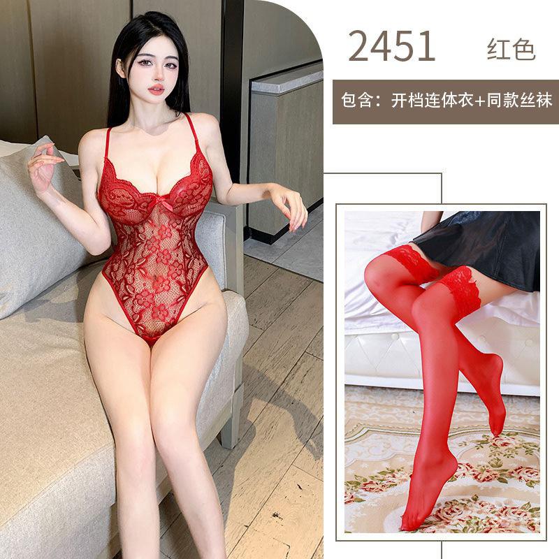 Sex Underwear Women's Sexy Lace One-piece Free Hollow Suspender Sex Clothes Sex Products