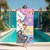 Toalha de Praia Patinha de Gato Desenho Animado Fofa, Toalha Super Absorvente de Secagem Rápida para Piscina Viagem Férias