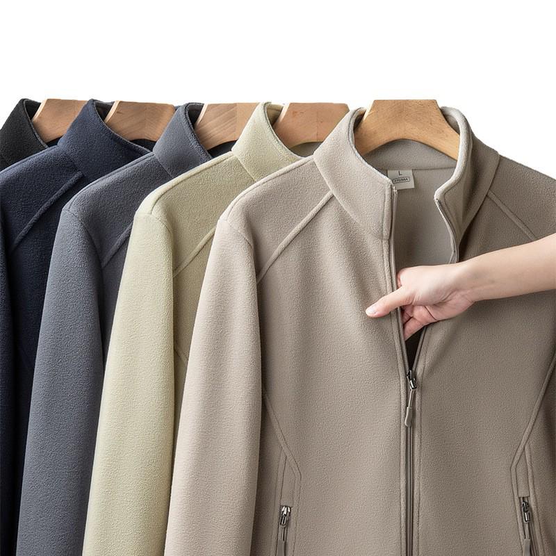 Men's Large Fleece Jacket: Warm Lined, Thickened for Autumn and Winter - Perfect for Middle-Aged Dads.