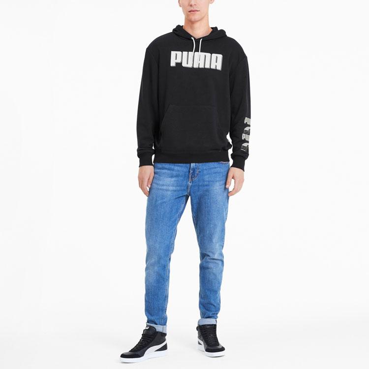 Puma Color Block Hooded Sweatshirt Men Tops Black 582762-01