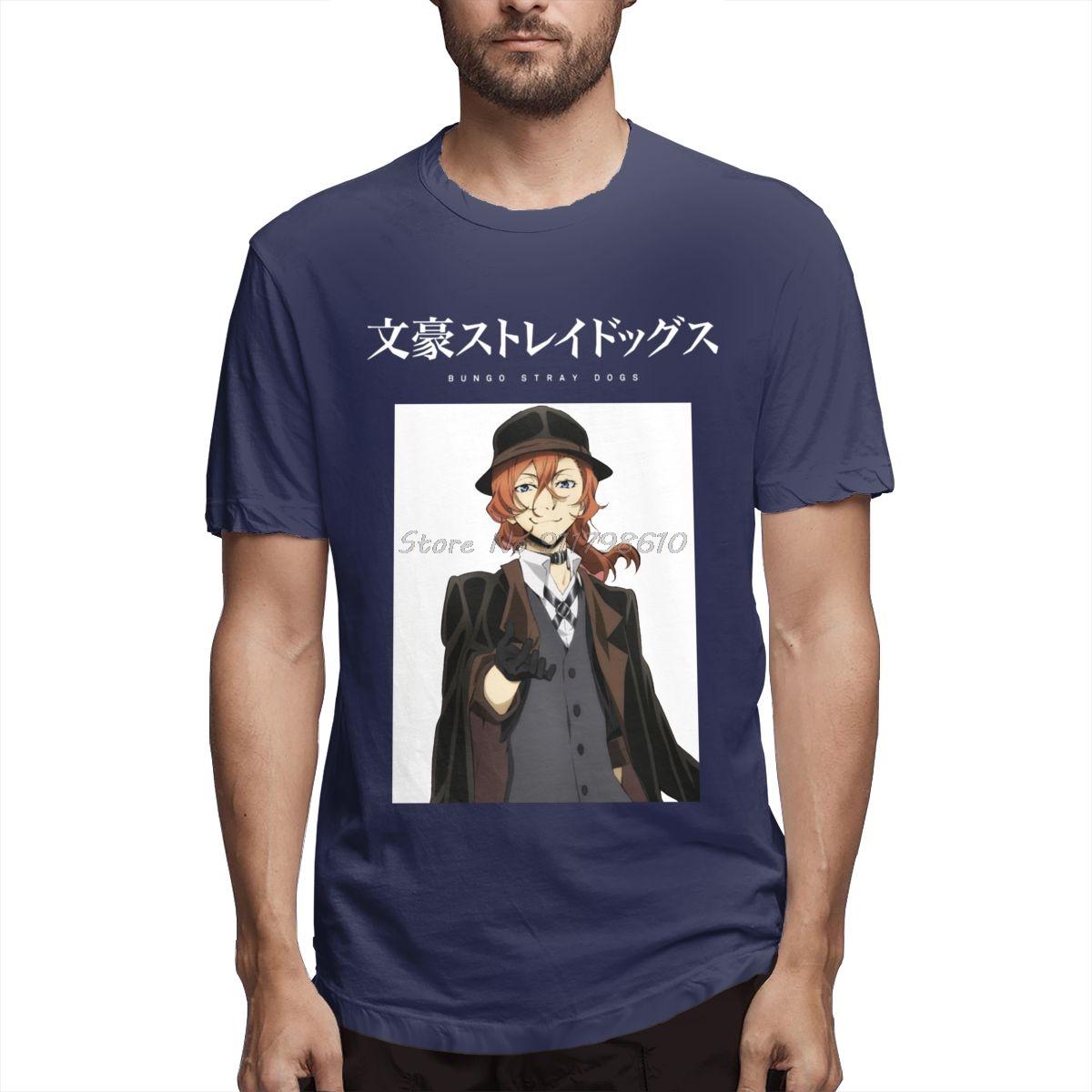 

Чуя Накахара Bungou Stray Dogs Аниме Футболка Большого размера Хлопковая Футболка с коротким рукавом Мужская Хлопковые Футболки Уличная одежда Харадзюку 4XL